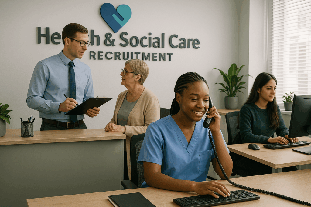 Scene depicting an office where DBS Checks for care recruitment are conducted